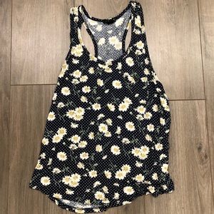 Forever 21 Blue Tank w/ Beautiful Daisy Design